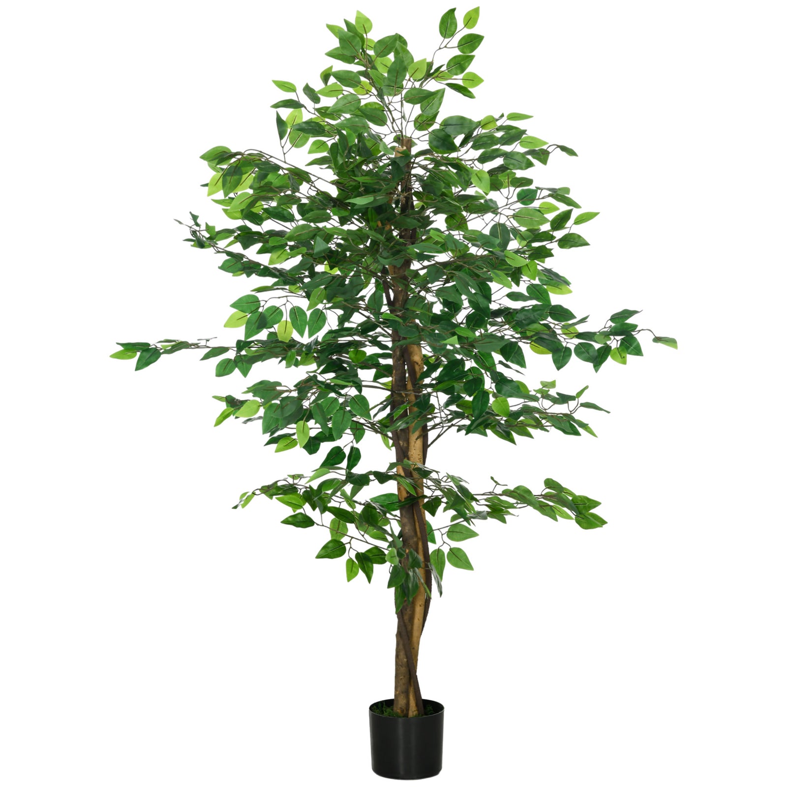 Artificial Ficus Tree, with Weighted Plant Pot - Green