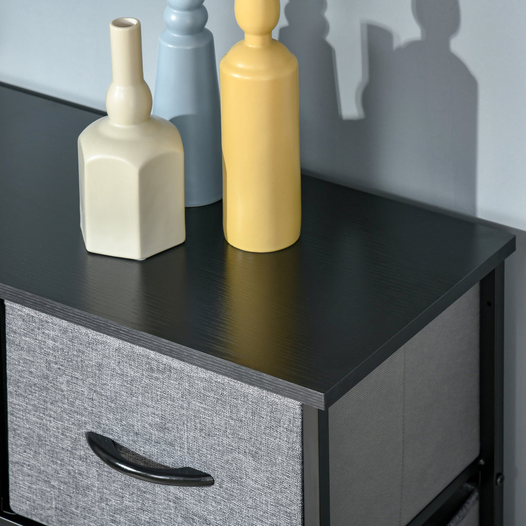 Nine Drawer Fabric Dresser - Grey