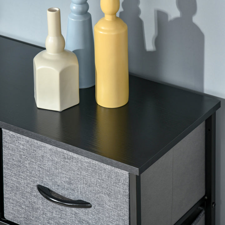 Nine Drawer Fabric Dresser - Grey
