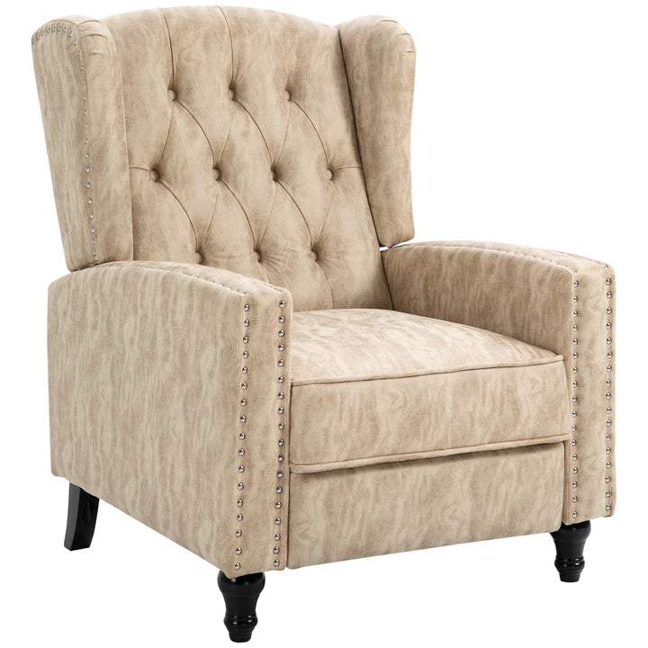 HOMCOM Studded Upholstered Reclining Armchair w/ Retractable Footrest Beige