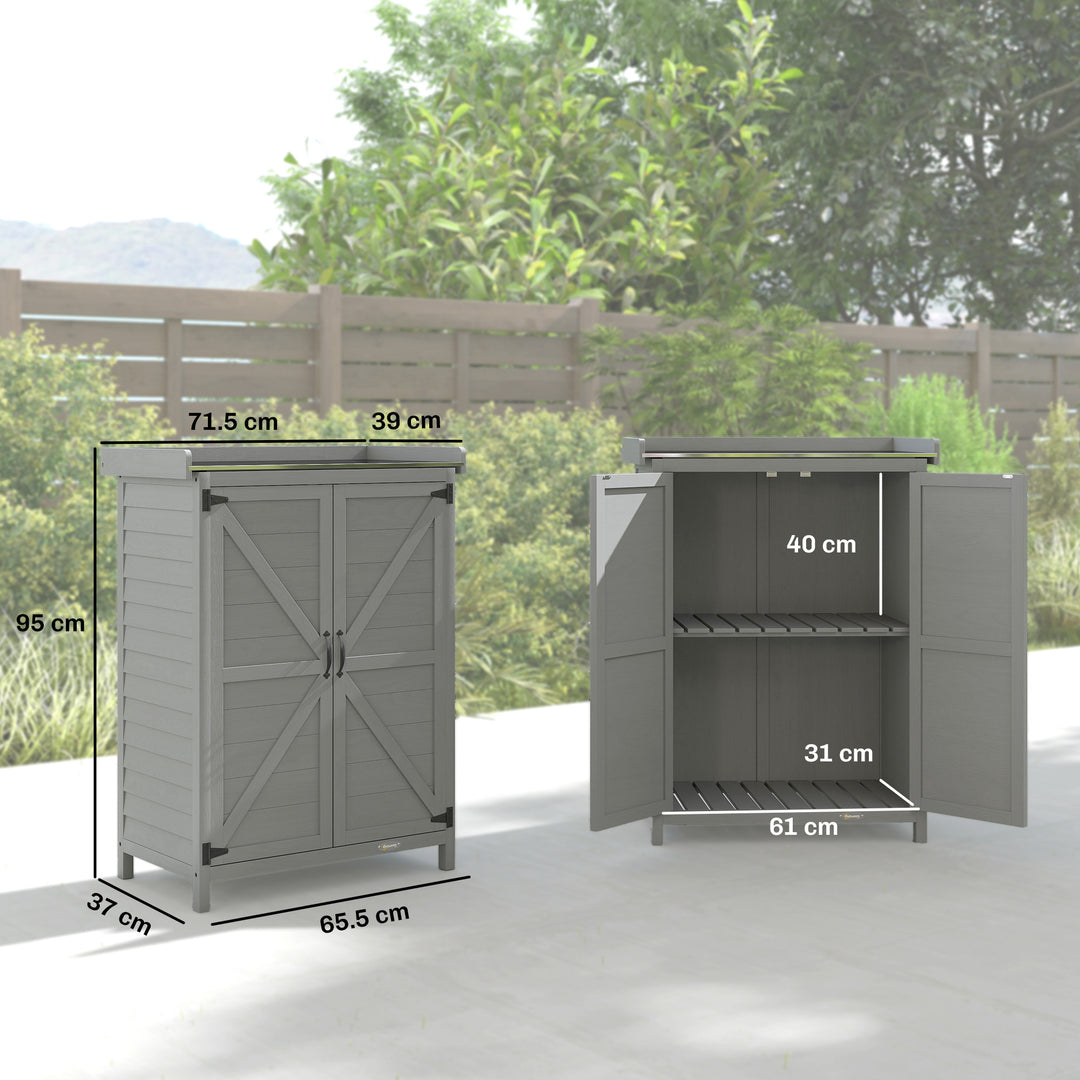 Wooden Garden Shed, Garden Tool Storage Shed with Shelf and Side Hooks