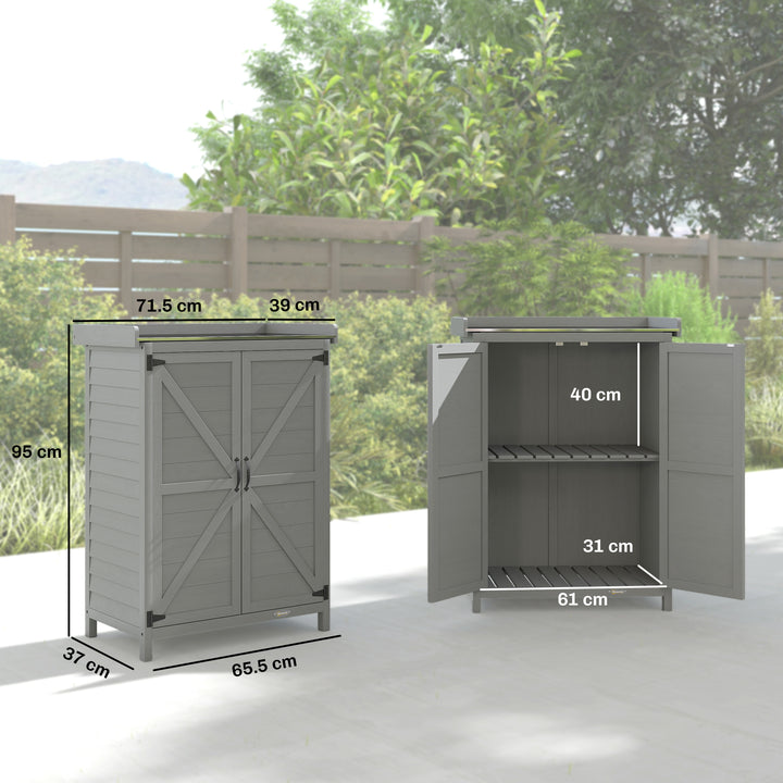 Wooden Garden Shed, Garden Tool Storage Shed with Shelf and Side Hooks