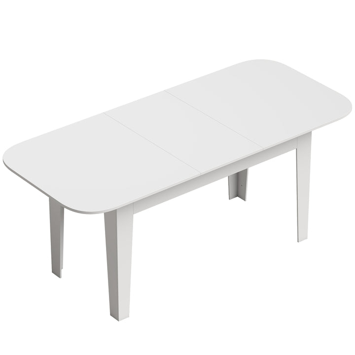 Extendable Oval Dining Table for 4-6, Modern Expandable Kitchen - White