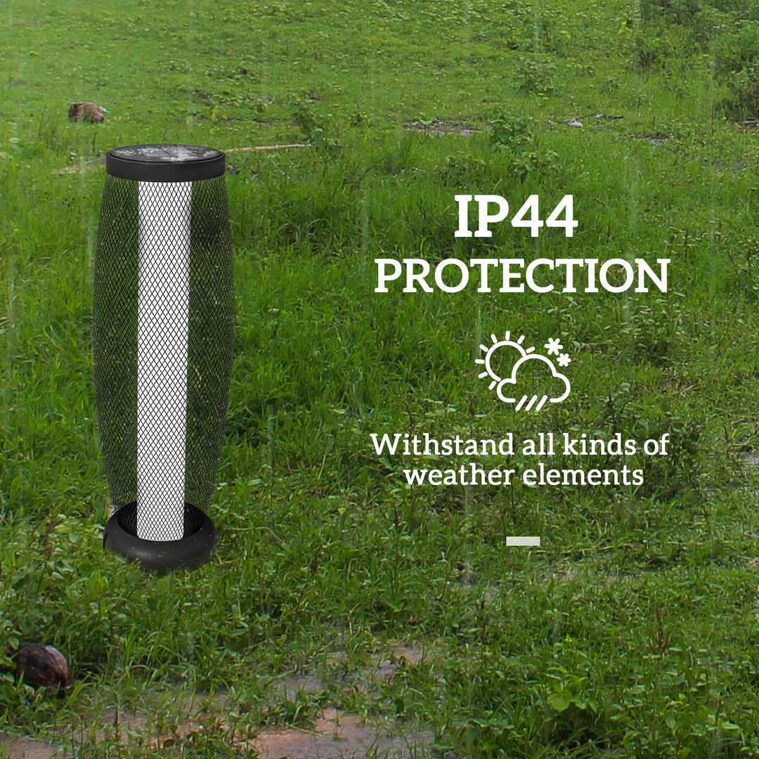 Garden Solar Lamp, 71.5 cm Tall Metal Floor Lamp, Auto On/Off LED Solar Garden Light with Metal Wire Shade, IP44 for Outdoor, Porch, Pathway, Terrace, Black