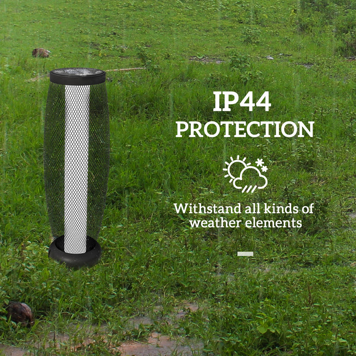 Garden Solar Lamp, 71.5 cm Tall Metal Floor Lamp, Auto On/Off LED Solar Garden Light with Metal Wire Shade, IP44 for Outdoor, Porch, Pathway, Terrace, Black