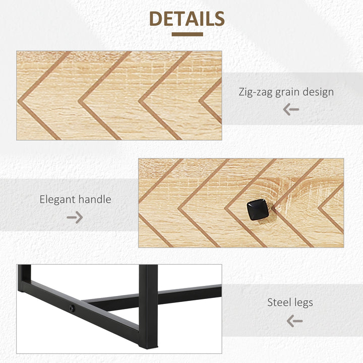 MCL Bedroom Chest of Drawers, 6 Drawer Dresser, Sideboard Cabinet with Zigzag Design and Metal Base, Storage Drawer Unit, 120x71cm, Natural