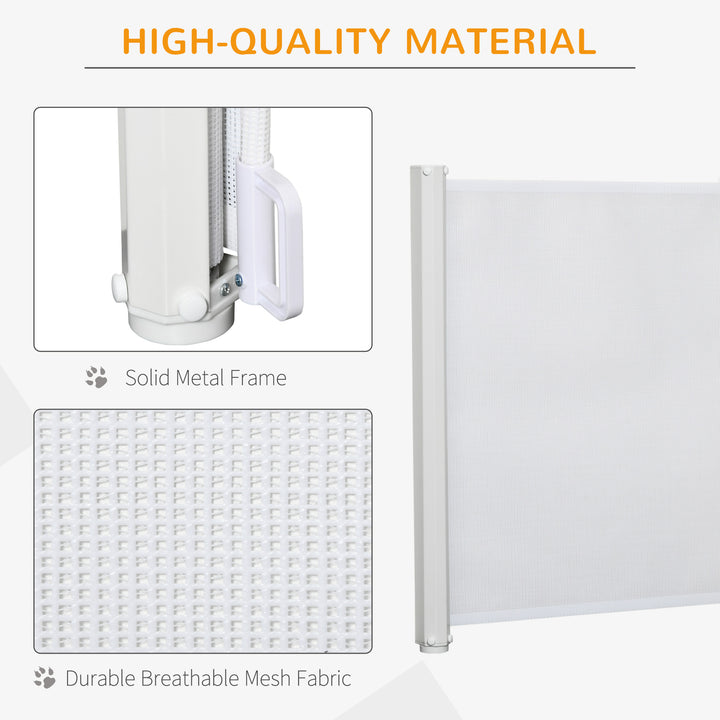 MCL Retractable Stair Gate,  Dog Pet Barrier, for Doorway, Staircase, Hallway - White