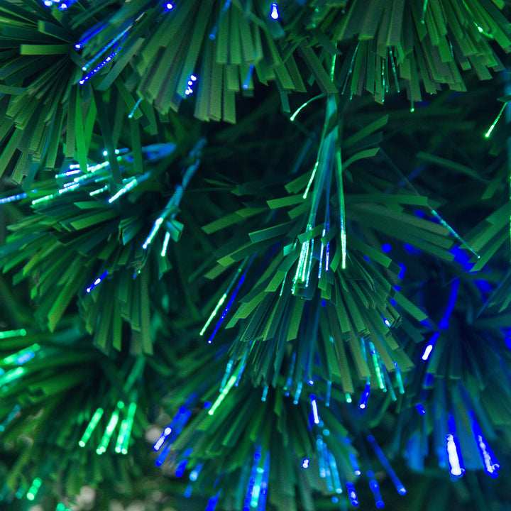 MCL 4FT Green Fibre Optic Artificial Christmas Tree Xmas Colourful LED Scattered Tree with Snowflakes Ornaments Fireproofing
