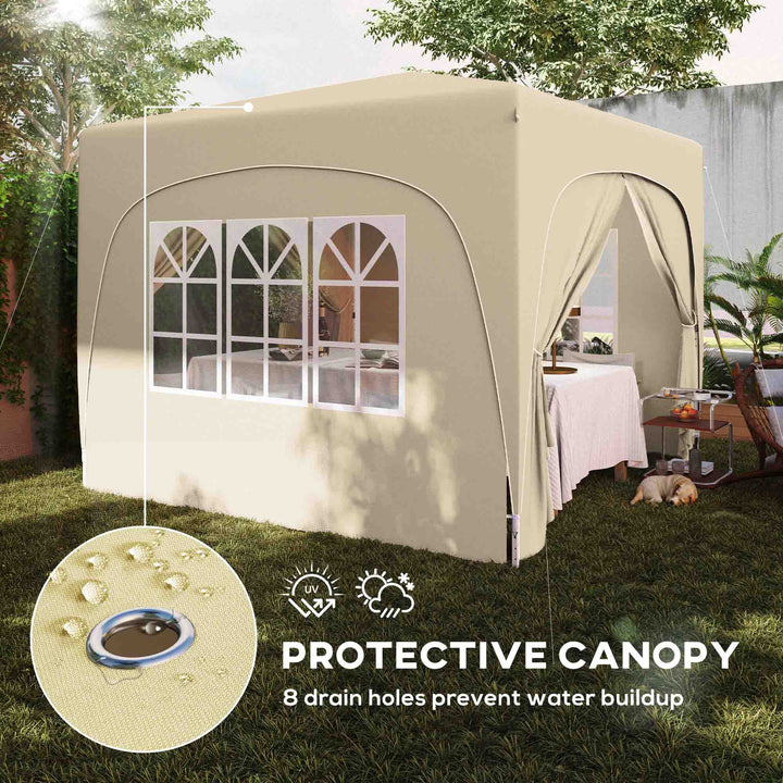 3 x 3m Pop-Up Gazebo Shelter, with Accessories - Sand