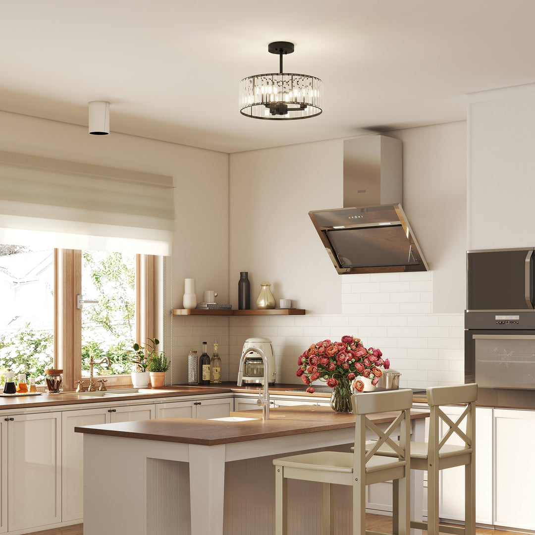 Crystal Ceiling Light, Semi Flush Mount Modern Crystal Chandelier Ceil