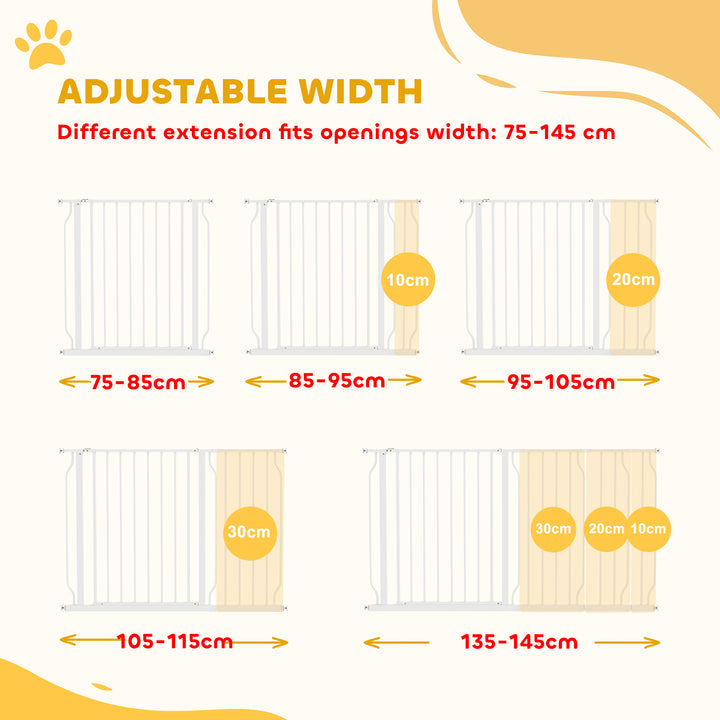 Extra Wide Dog Safety Gate, with Door Pressure, for Doorways, Hallways, Staircases - White