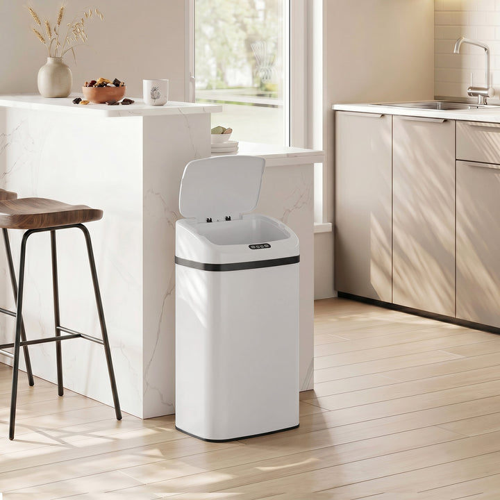 48L Stainless Steel Sensor Bin - White