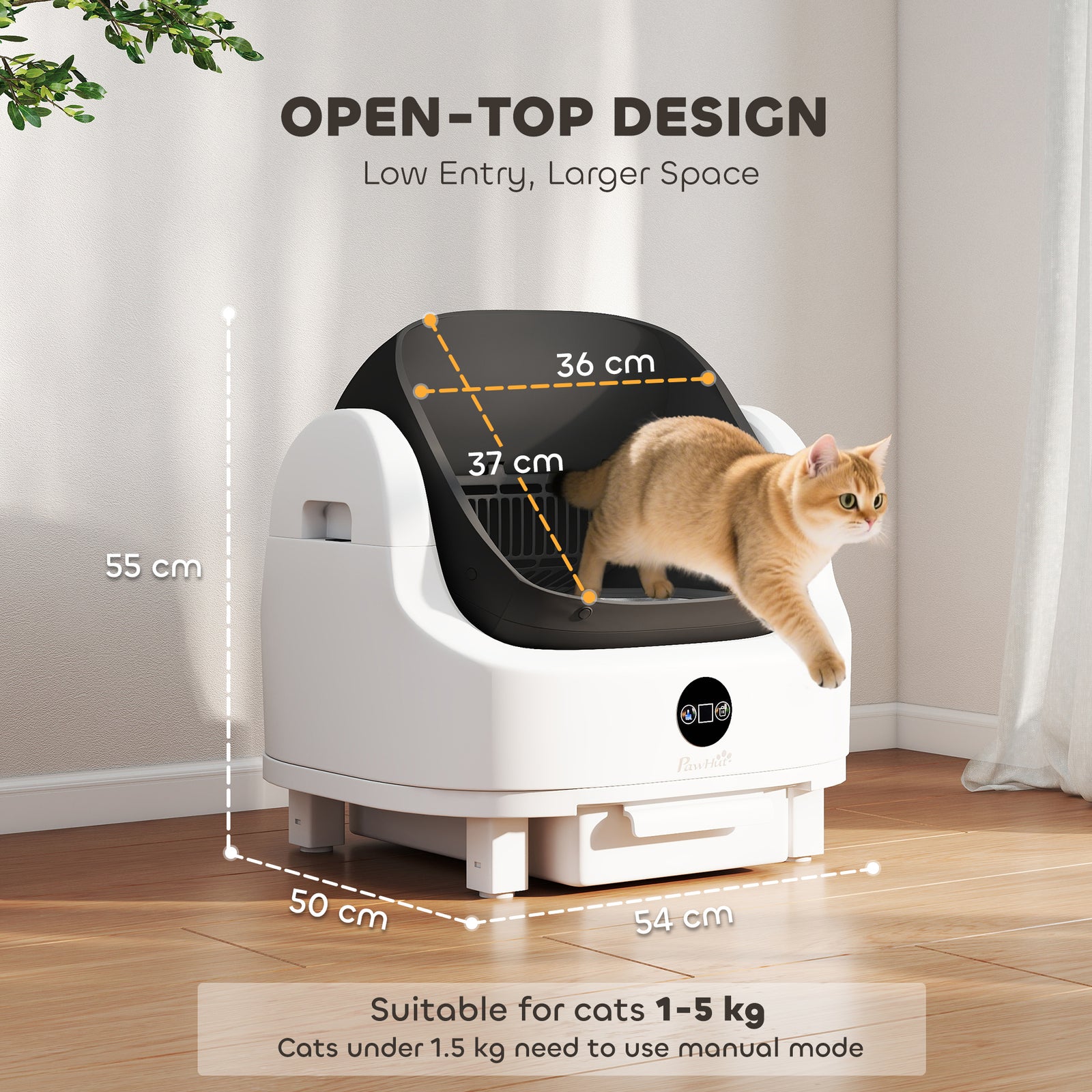 Self Cleaning Cat Litter Tray Top Opening Design, Automatic Litter Box