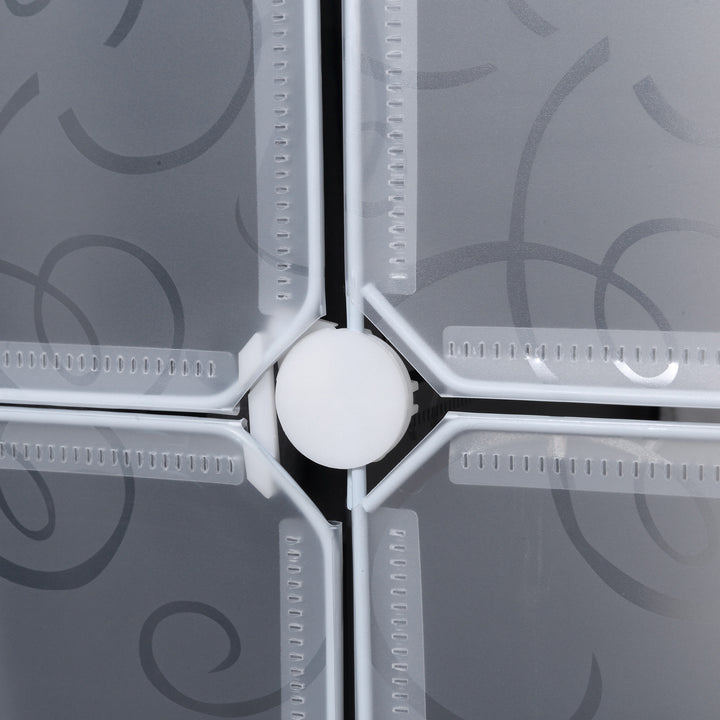 MCL Portable Wardrobe for Bedroom, 15 Cube Closet with Hanging Rail, Modular Storage Cabinet, Plastic Armoire for Space Saving, White and Black