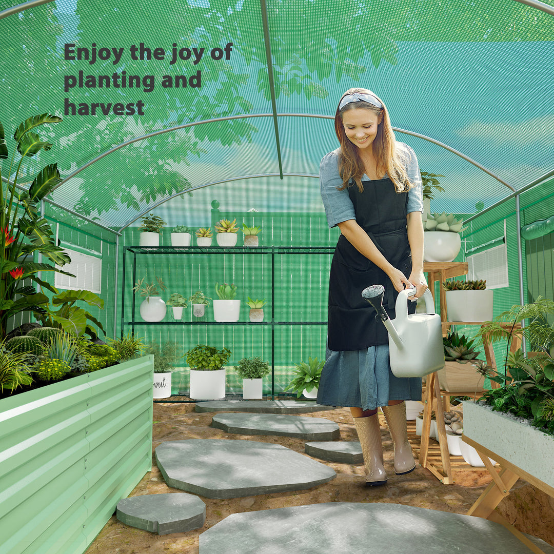 13 x 9.8ft Walk-In Polytunnel Greenhouse - Green