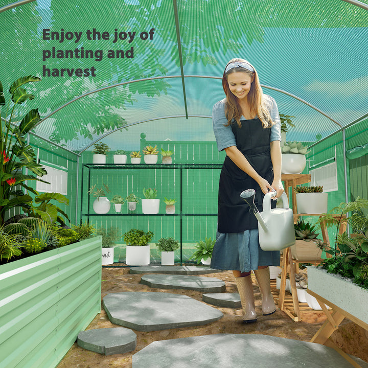 13 x 9.8ft Walk-In Polytunnel Greenhouse - Green