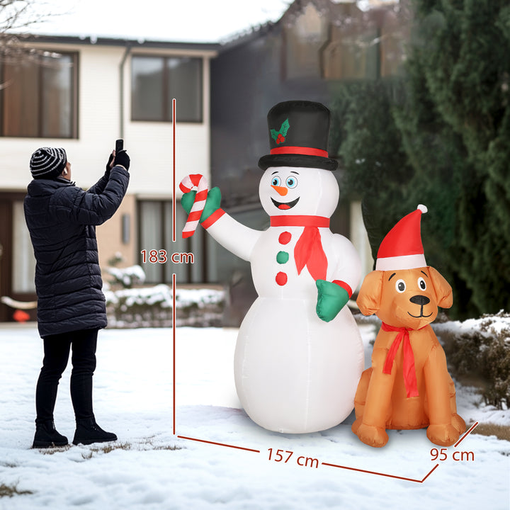 MCL 6FT Christmas Inflatables Snowman &amp; Dog with Built-in LED Lights and Flashing Light, Blow Up Christmas Inflatable Decoration for Indoor Outdoor Decor, Garden