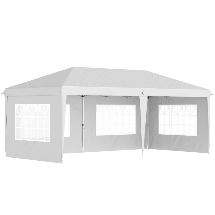 Outsunny 3 x 6m Pop Up Gazebo, Height Adjustable Marquee Party Tent with Sidewalls and Storage Bag, White | Aosom UK