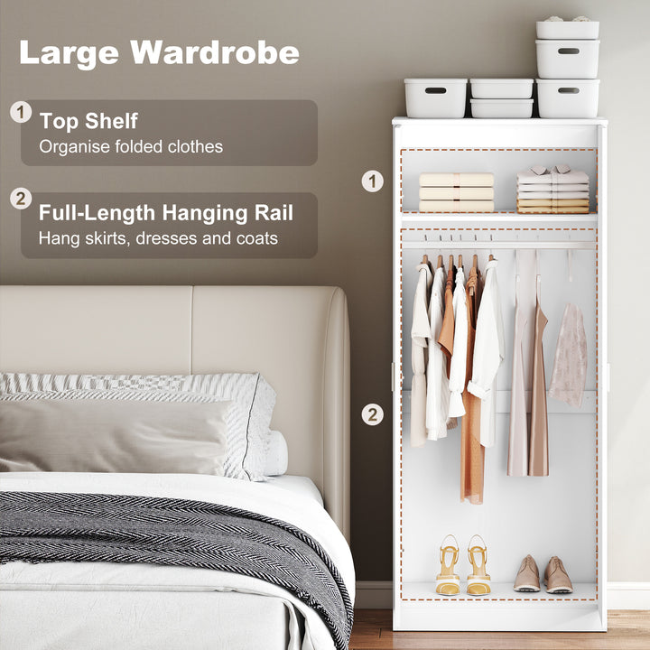 MCL High Gloss 3 Piece Trio Bedroom Furniture Set Wardrobe + Chest Of Drawer + Bedside White