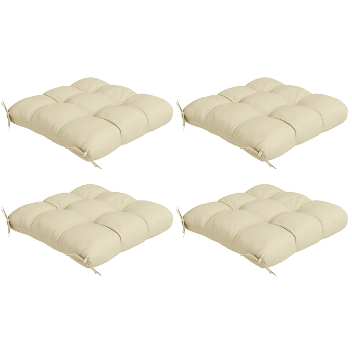 Outsunny Cosy Cushion Quartet: Plush Patio Seating Comfort with Secure Ties, Beige | Aosom UK