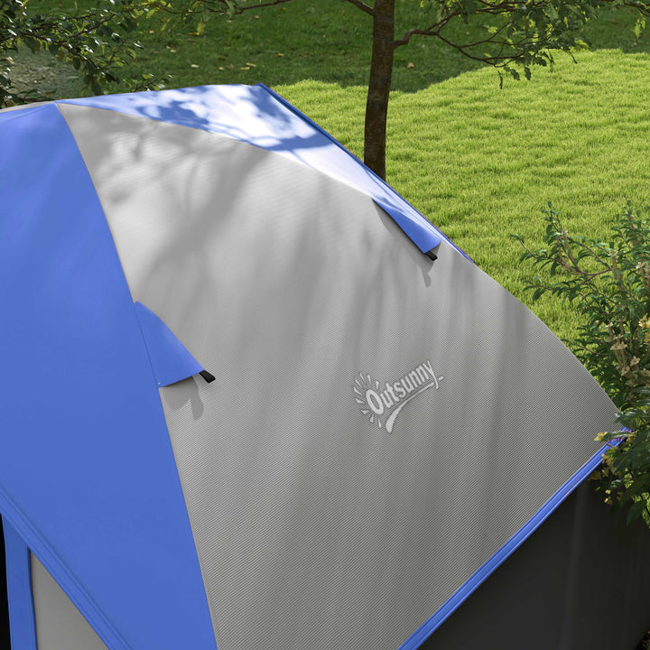 Two Man Single Room Dome Tent, with Accessories - Dark Blue/Grey