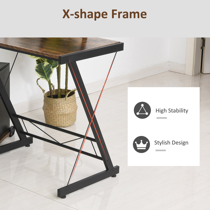 L Shaped Corner Desk, Gaming Desk, Computer Table with Monitor Stand and CPU Stand, Study Workstation for Home Office, 155 x 115 x 91.5cm, Rustic Brown and Black