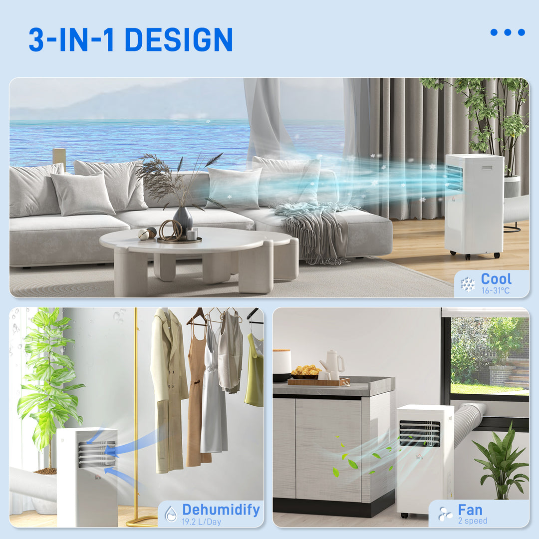 7000 BTU Air Conditioning Unit, 3-in-1 Portable Air Conditioner, Dehumidifier, Cooling Fan with 2 Speeds, 24H Timer, Remote Control, Digital Display, Window Venting Kit, 26m²