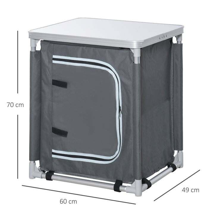 2-Shelf Camping Cupboard Camping Kitchen Station Cook Table Aluminum, Storage Organiser for BBQ Party Picnics Backyards with Carrying Bag