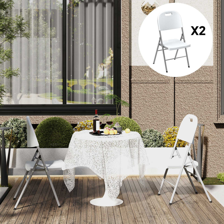 Set of Two Foldable Outdoor Chairs - White