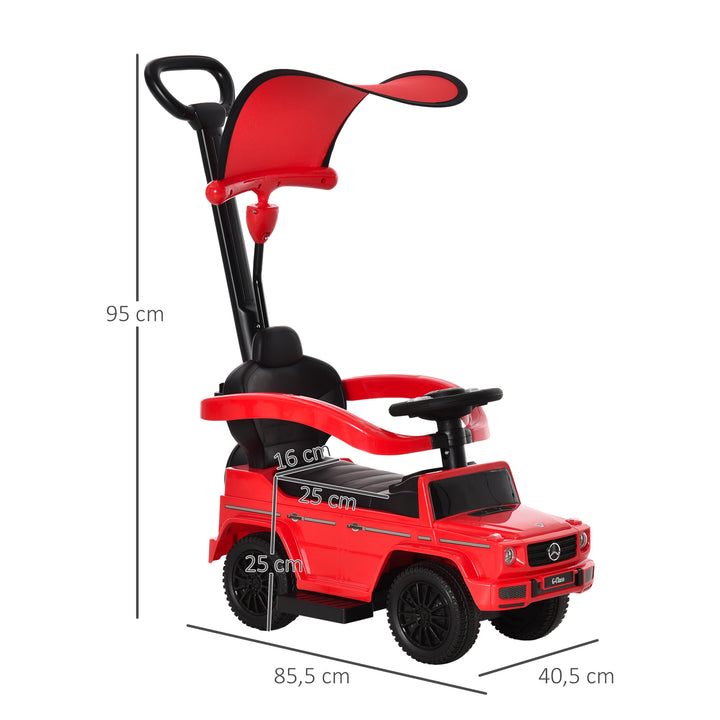 HOMCOM Compatible Kids Children's Ride-On Push Along Car Sliding Walker Mercedes-Benz G350 Licensed Floor Slider Vehicle with Steering Wheel Red