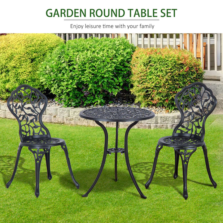 3 Pcs Aluminium Bistro Set Garden Furniture Dining Table Chairs Antique Outdoor Seat Patio Seater Black