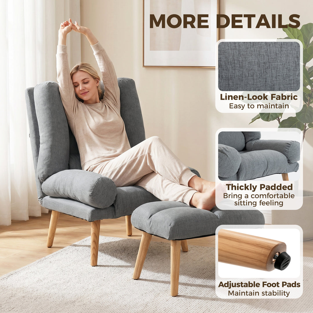 Recliner Chair with Footstool, Recliner Armchair with Adjustable Backr
