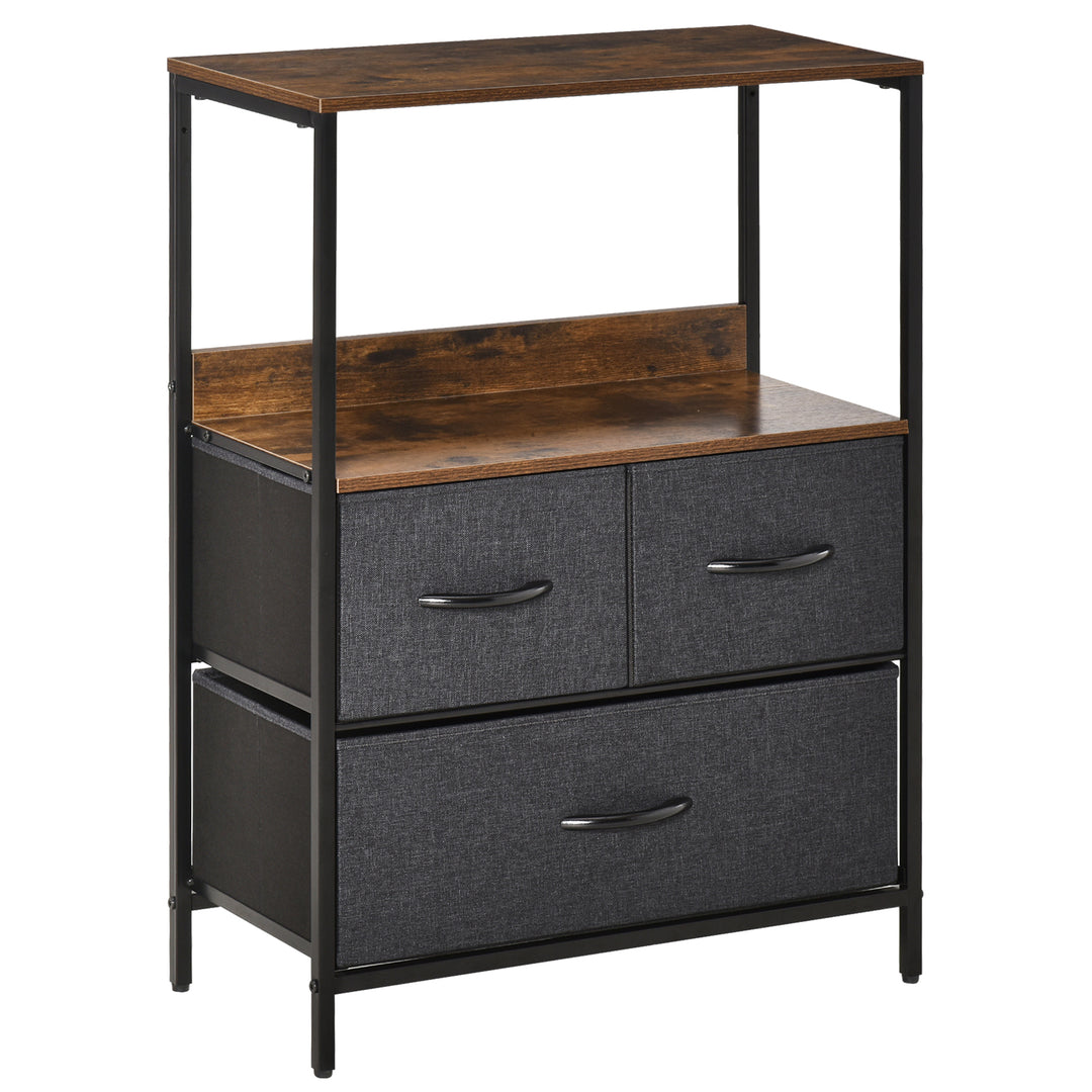 3 Drawer Storage Chest Unit Home Cabinet w/ Shelves Home Living Room Bedroom Entryway Living Furniture, Black
