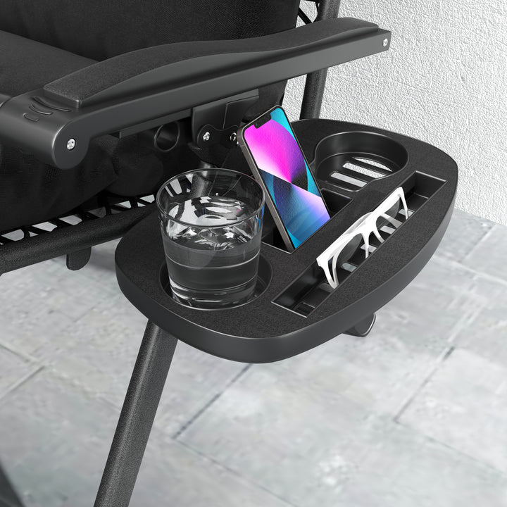 Set of Two Reclining Sun Loungers, with Cushion - Black