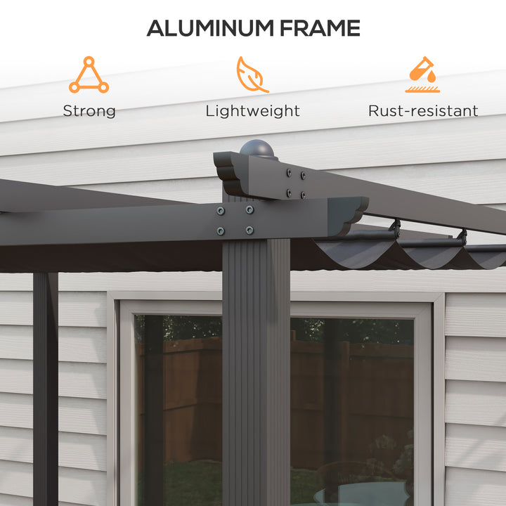 Outsunny 3 x 3(m) Aluminium Pergola with Retractable Roof, Garden Gazebo Canopy Sun Shade Shelter for Grill, Patio, Deck