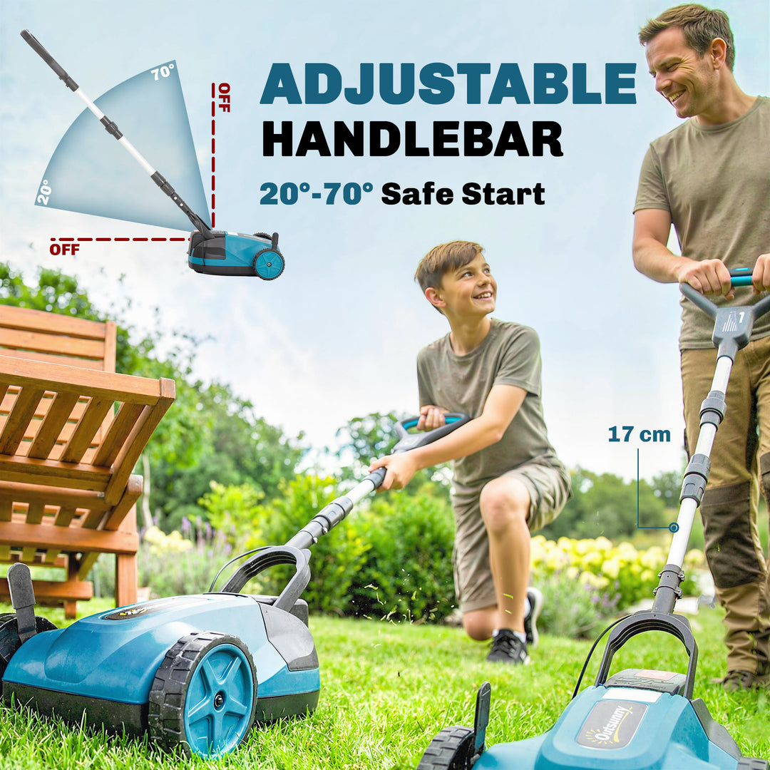 18V Cordless Lawnmower with 2 x 4Ah Batteries &amp; Charger, Battery Lawn 