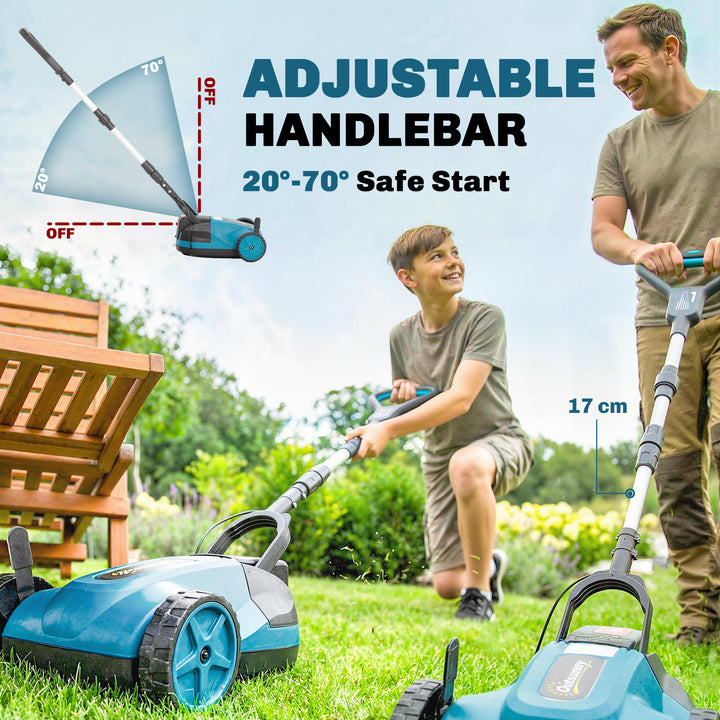 18V Cordless Lawnmower with 2 x 4Ah Batteries &amp; Charger, Battery Lawn 