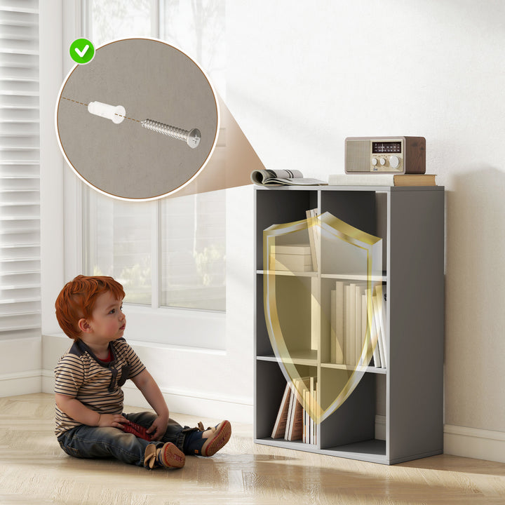 6-Cube Bookshelf - Light Grey