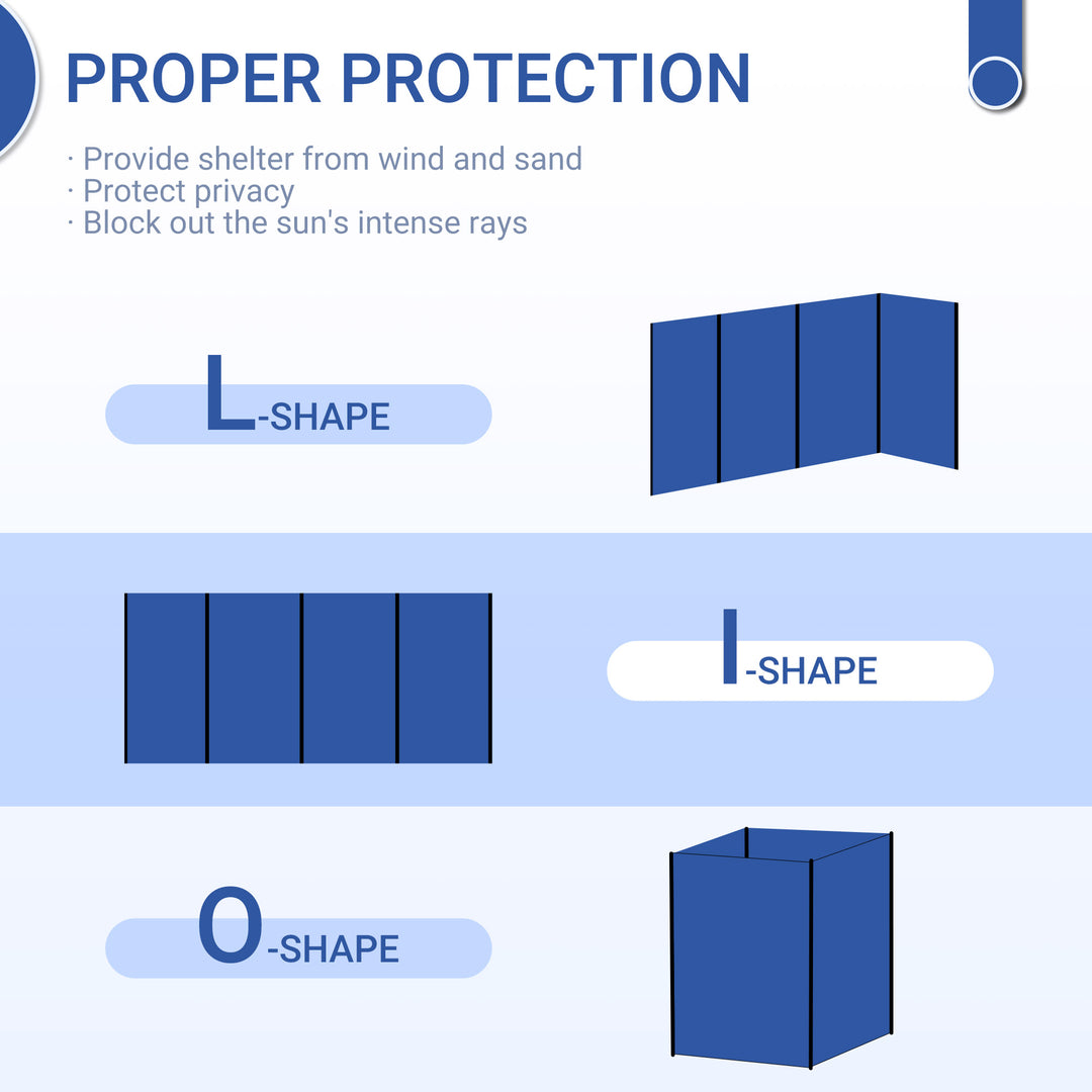MCL Camping Windbreak, Foldable Portable Wind Blocker w/ Carry Bag and Steel Poles, Beach Sun Screen Shelter Privacy Wall, 620cm x 150cm
