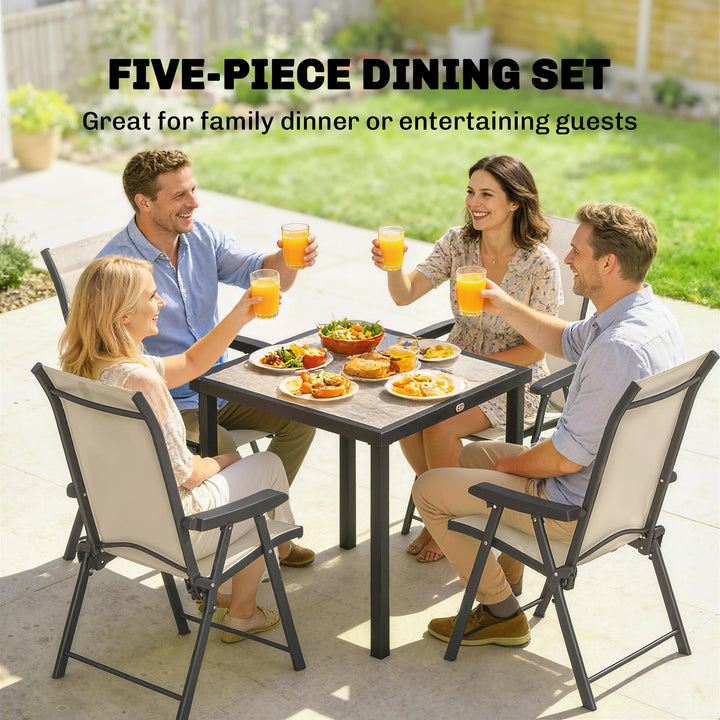 5 Pieces Outdoor Dining Set, Garden Dining Set for 4 with Square Table