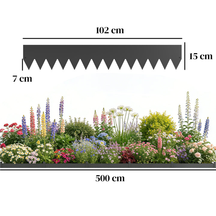 5pcs Garden Fence, Metal Picket Fence Panels, 102x15cm, Black