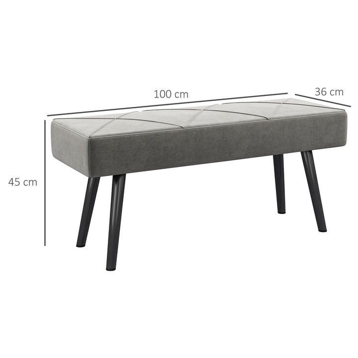 HOMCOM Upholstered End of Bed Bench, X-Shape Design with Steel Legs, Hallway Bedroom Bench, Grey | Aosom UK