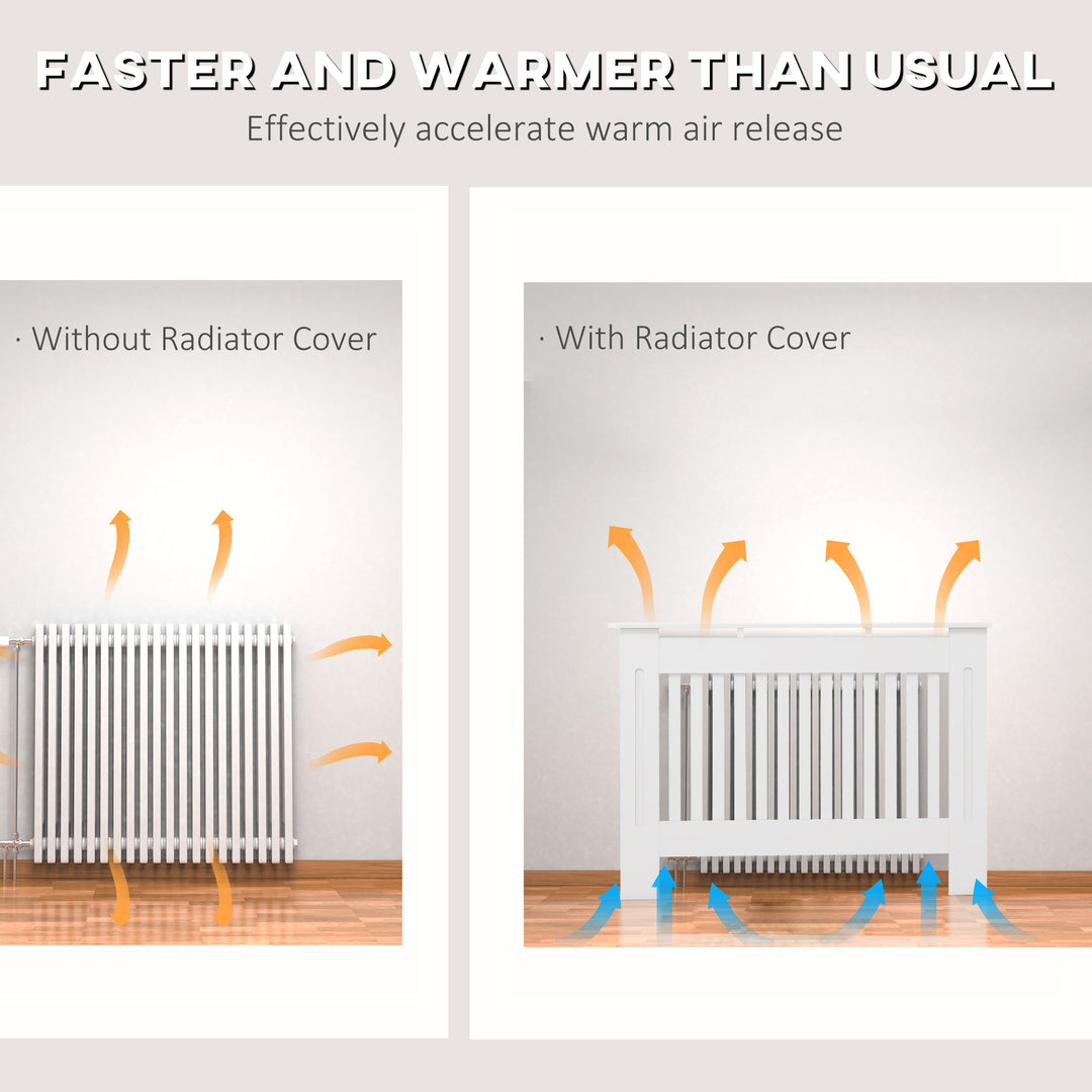 Slatted Radiator Cover Painted Cabinet MDF Lined Grill in White (112L x 19W x 81H cm)