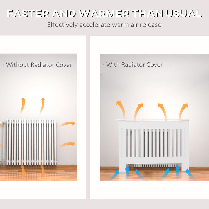 Slatted Radiator Cover Painted Cabinet MDF Lined Grill in White (112L x 19W x 81H cm)