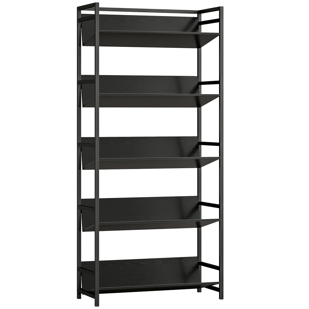 Bookshelf 5-Tier Metal Frame Bookcase Storage Shelves for Living Room 
