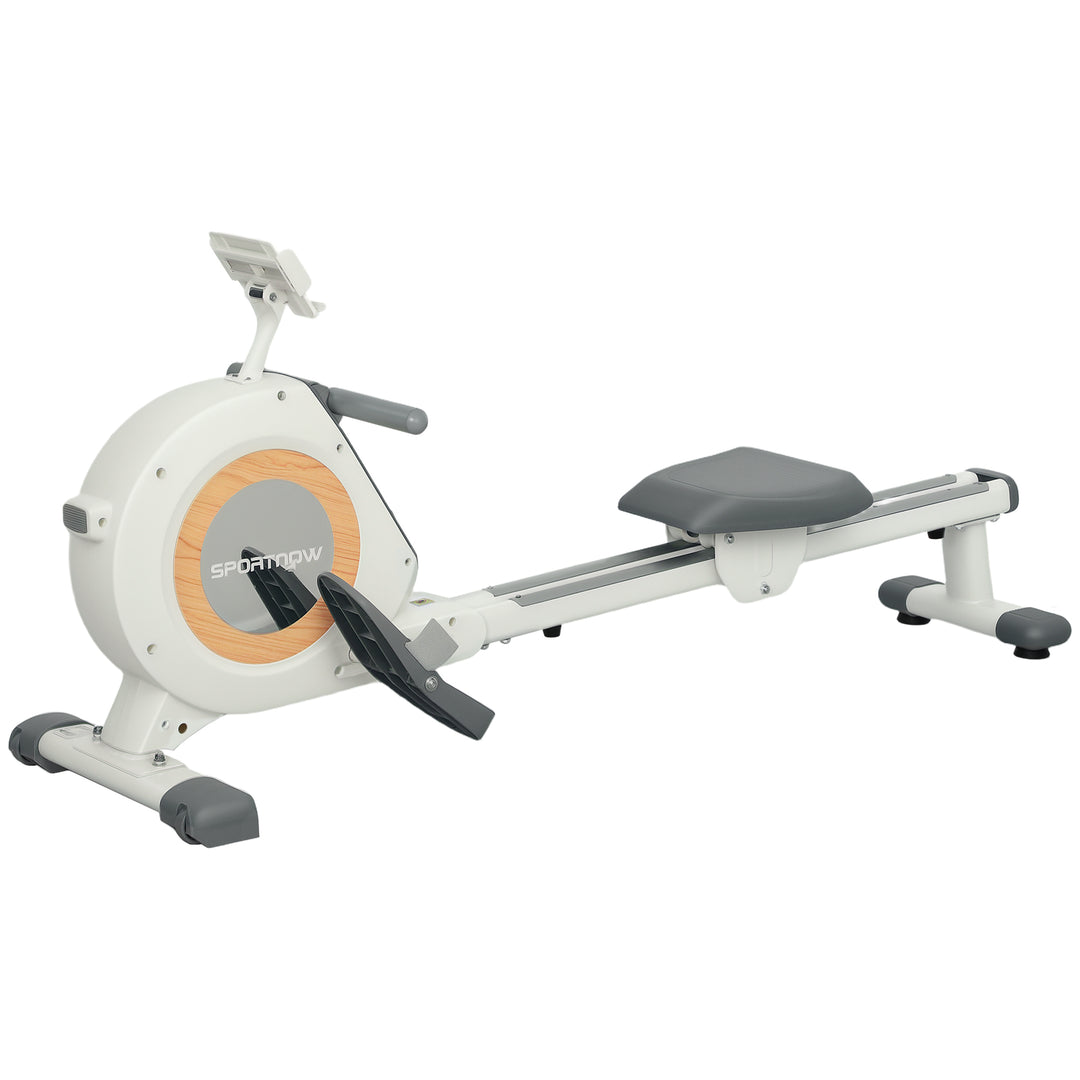 SPORTNOW Rowing Machine, 16-Level Magnetic Rower Machine with LCD Monitor and Phone Holder, White