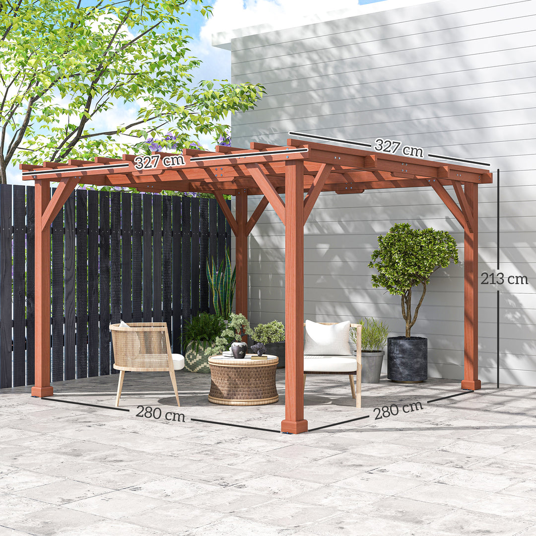 3.3 x 3.3 m Wooden Pergola Kit, Graden Pergola Gazebo Grape Trellis with Stable Structure for Climbing Vines, Flowers