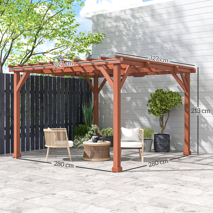 3.3 x 3.3 m Wooden Pergola Kit, Graden Pergola Gazebo Grape Trellis with Stable Structure for Climbing Vines, Flowers