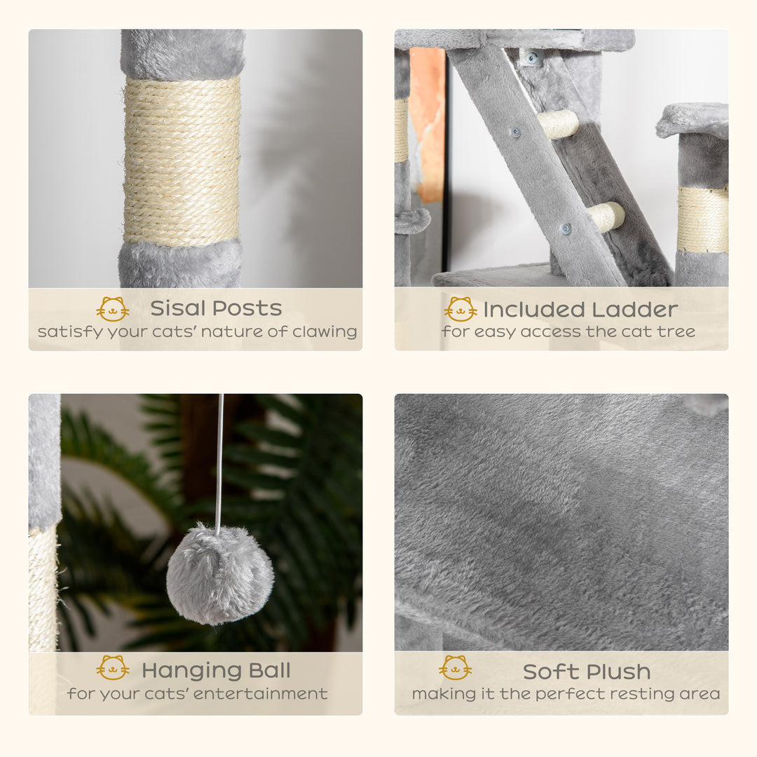 MCL Floor to Ceiling Cat Tree for Indoor Cats, 240-260cm, Adjustable Height - Light Grey