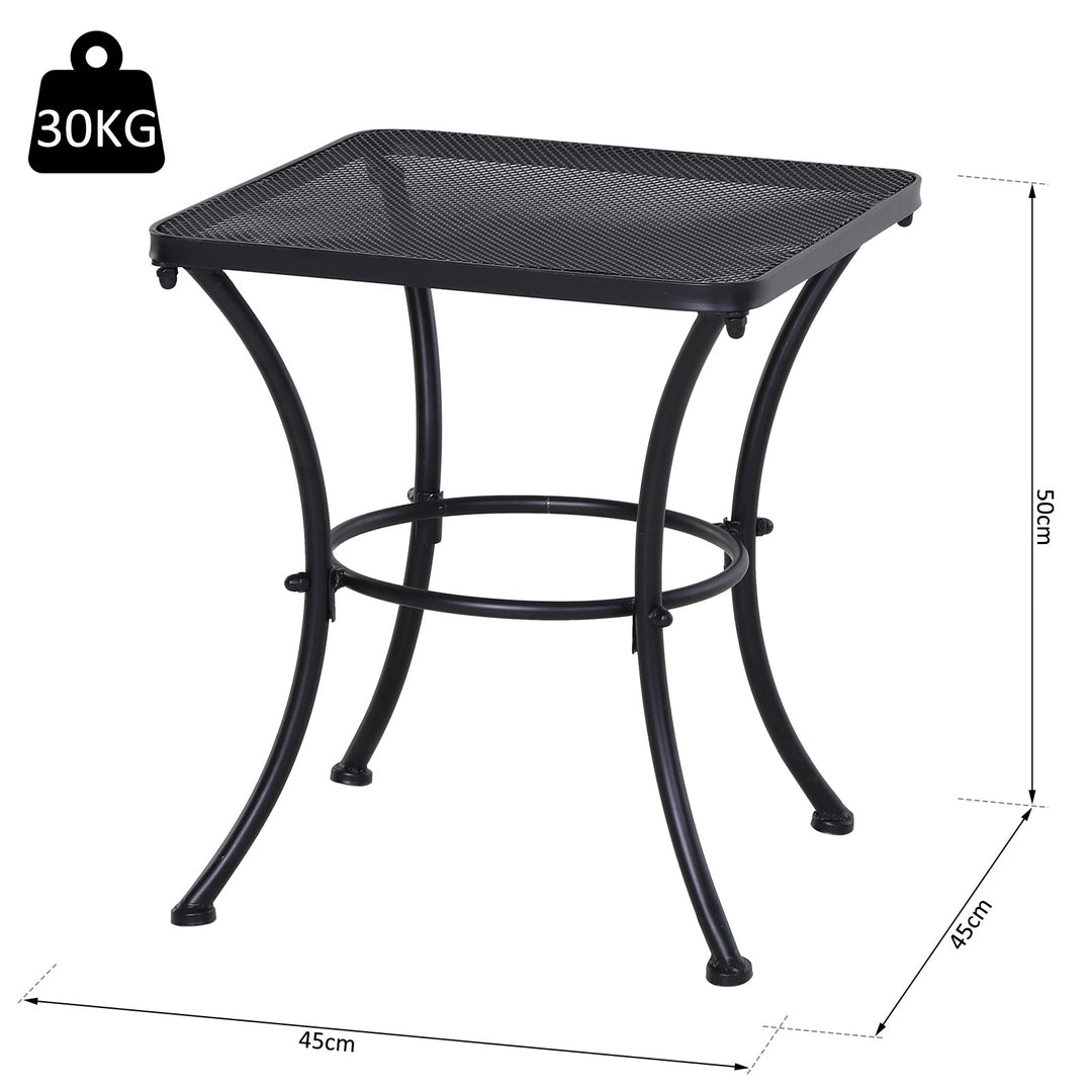 MCL Square Garden Metal Bistro Table Outdoor Patio Coffee Side Desk - Black 45L X 45W X 50H CM